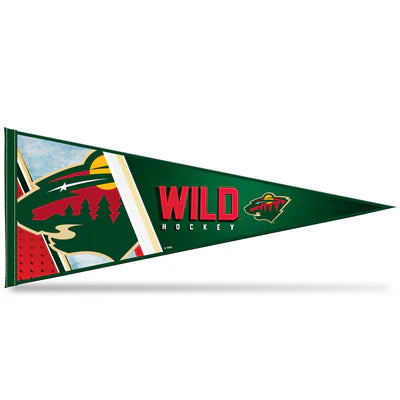 Minnesota Wild 12x30 soft felt pennant with vivid team graphics and colors by Rico, officially licensed NHL décor.