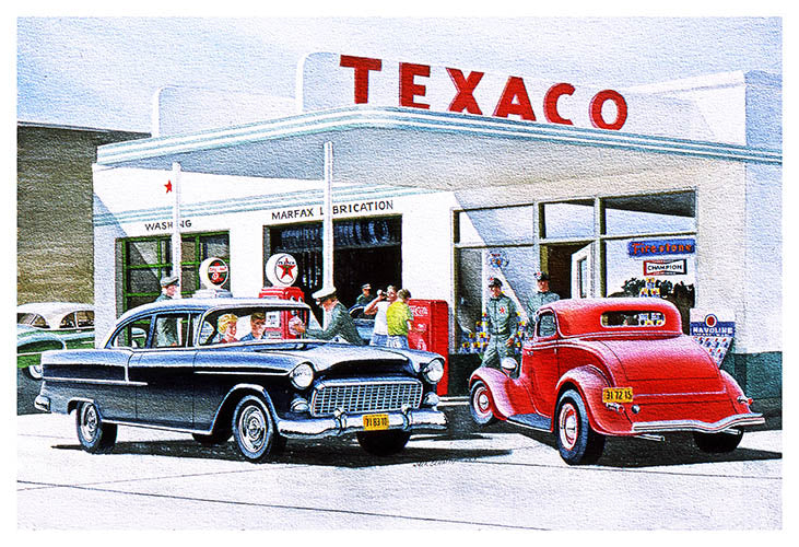 Texaco Gas Station Buick Car metal sign, 12x18 inches, vintage design, durable aluminum, made in USA.