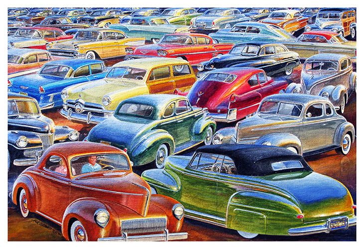 Hot Rod Collection metal sign by Jack Schmitt, 12x18", aluminum, made in USA, predrilled holes for easy hanging.