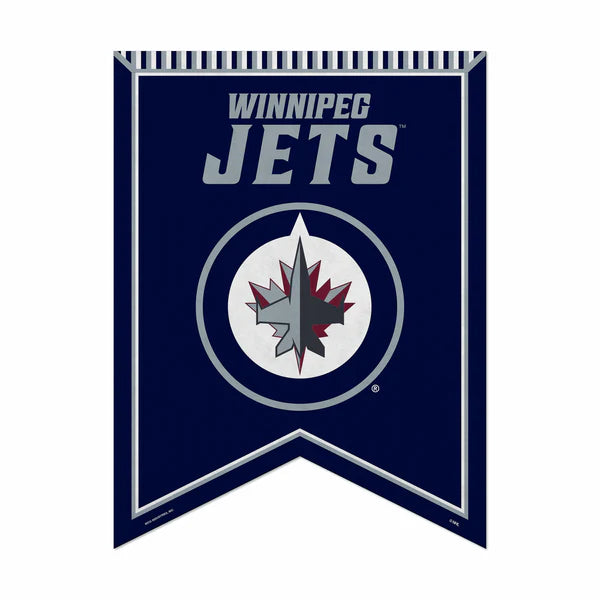 Winnipeg Jets 18x24 felt rafter pennant. Officially licensed NHL team banner featuring the blue and silver logo.