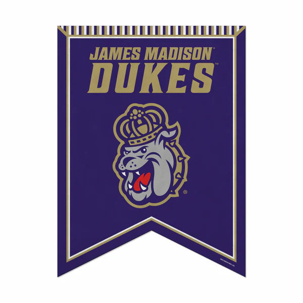 James Madison Dukes NCAA felt rafter pennant banner in team colors, 18x24 inches, officially licensed fan décor