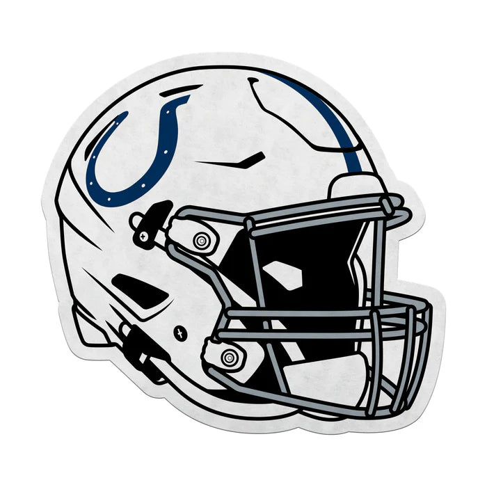 Indianapolis Colts helmet-shaped pennant with team colors and logo, approx. 13" x 15", made in the USA by Rico.