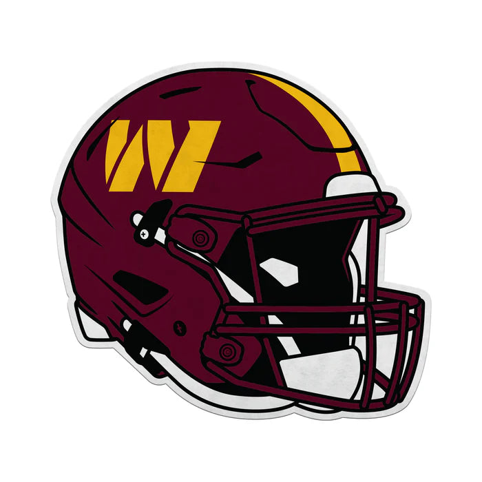 Washington Commanders helmet-shaped pennant, 13x15 inches, officially licensed NFL, made in USA, burgundy/gold.