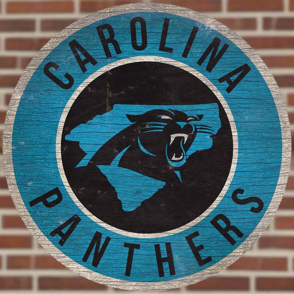 Carolina Panthers 12" Round Distressed Sign with State by Fan Creations