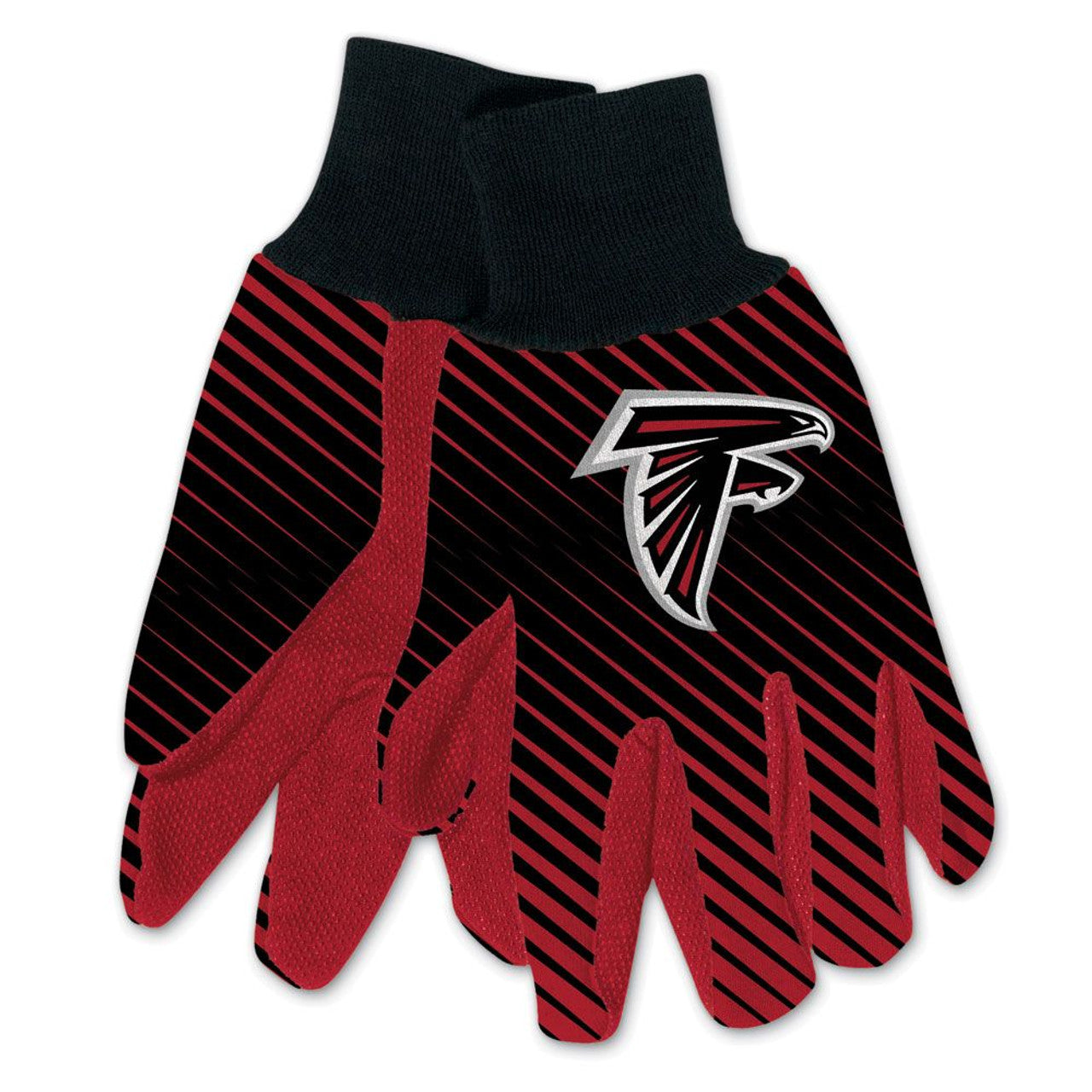 Atlanta Falcons NFL Gloves with team colors and rubber grips for outdoor work, officially licensed by the NFL.