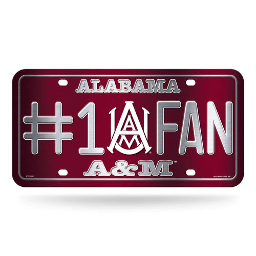 Alabama A&M Bulldogs Metal License Plate by Rico. Team colors and graphics and measures 6"x12". Officially Licensed