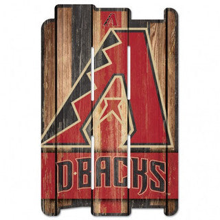 Arizona Diamondbacks wood fence sign with team graphics and colors, officially licensed and made in the USA by Wincraft