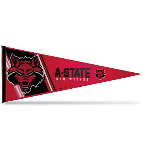 Arkansas State Red Wolves 12" x 30" soft felt pennant featuring bold team graphics and official school colors.