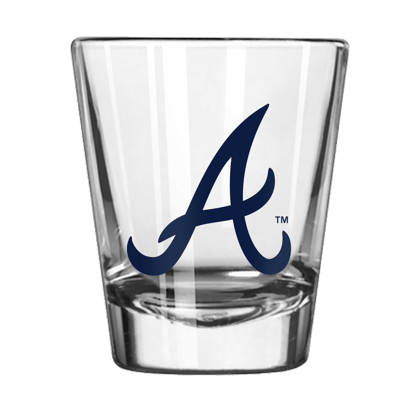 Atlanta Braves 2oz MLB Classic Shot Glass with weighted base and bold team gameday graphics.