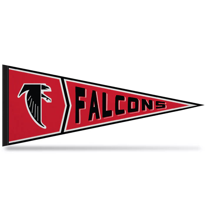 Atlanta Falcons 12" x 30" Retro Design Pennant with bold team graphics and colors. Officially licensed NFL product.