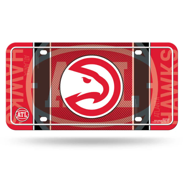 License plate with Atlanta Hawks logo on a red background