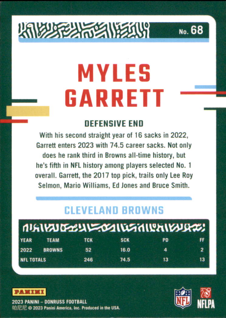 2023 Donruss #68 Myles Garrett - Cleveland Browns Football Card {NM-MT}