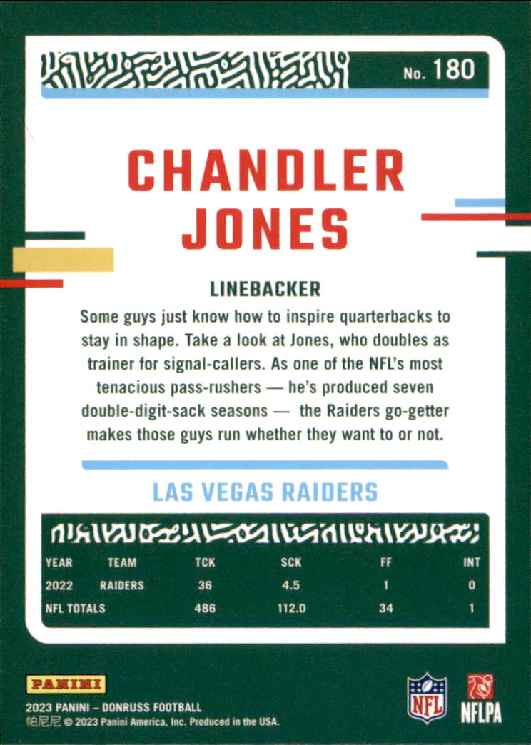 Football trading card of Chandler Jones for the Las Vegas Raiders