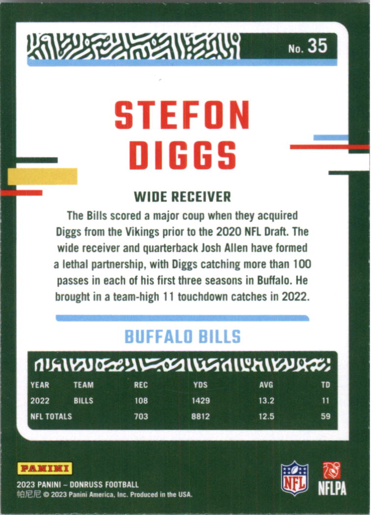 2023 Donruss #35 Stefon Diggs - Buffalo Bills Football Card {NM-MT}