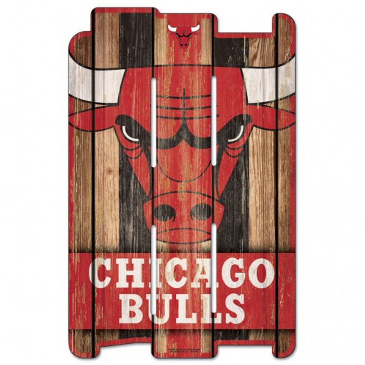 Chicago Bulls 11"x17" NBA wood fence sign with bold team graphics. Made in the USA by WinCraft.