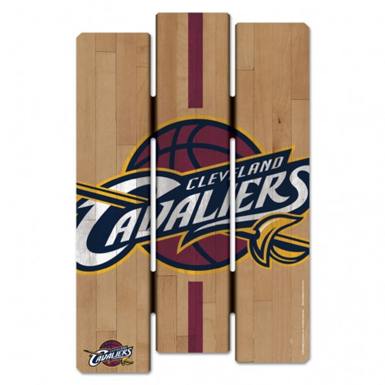 Cleveland Cavaliers 11"x17" NBA wood fence sign with team graphics. Officially licensed and made in the USA by WinCraft.