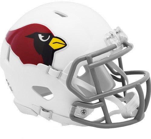 Arizona Cardinals 1960-2004 Speed Mini Helmet by Riddell with chinstrap and faceguard, perfect for display or autographs.