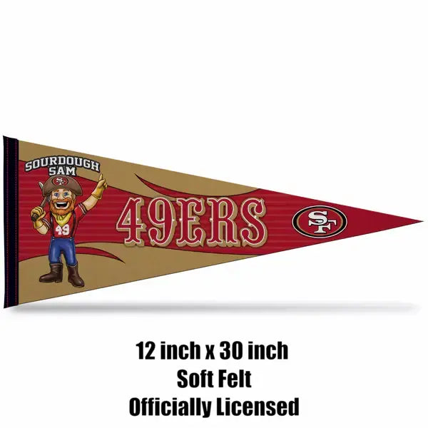 San Francisco 49ers mascot design felt pennant with specifications