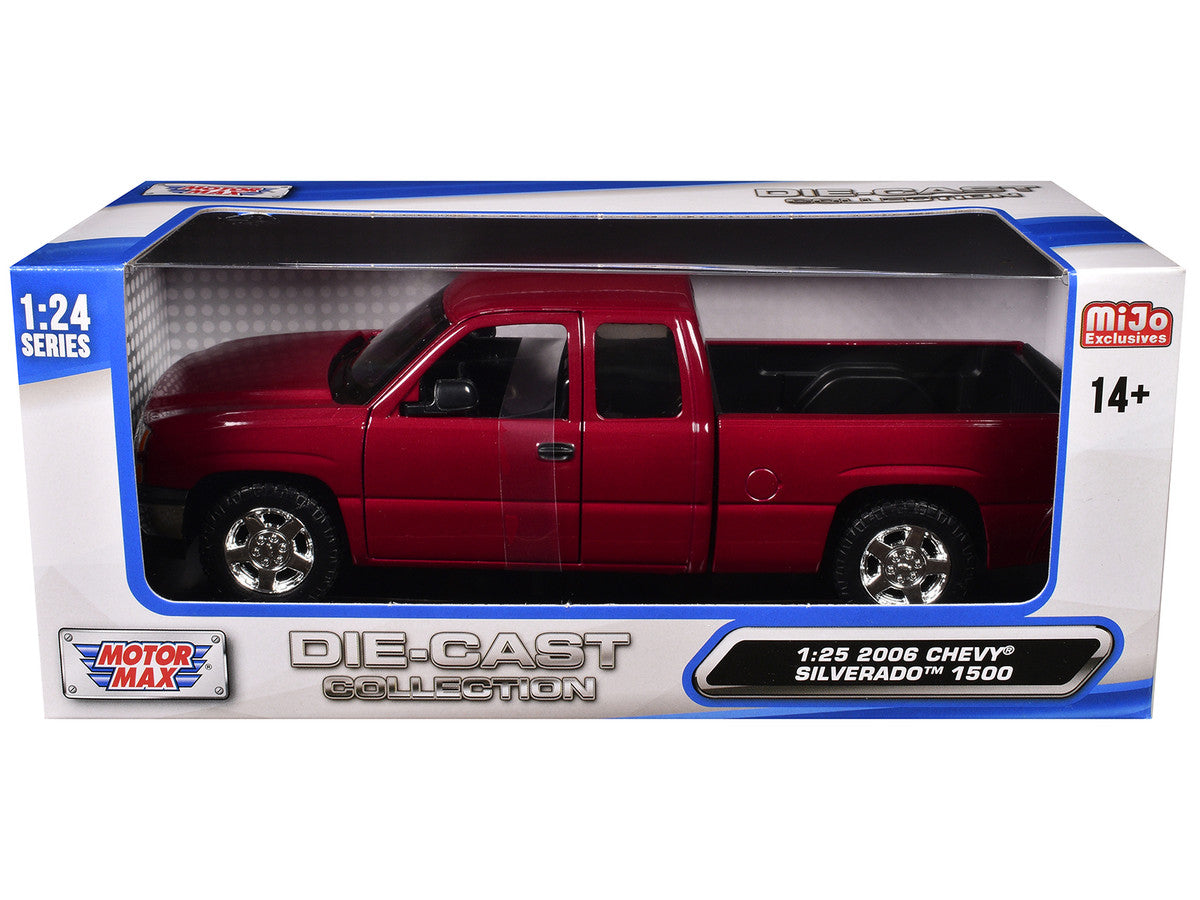 2006 Chevrolet Silverado 1500 Pickup Truck Red Metallic "Die-Cast Collection" Series 1/25 Diecast Model Car by Motormax