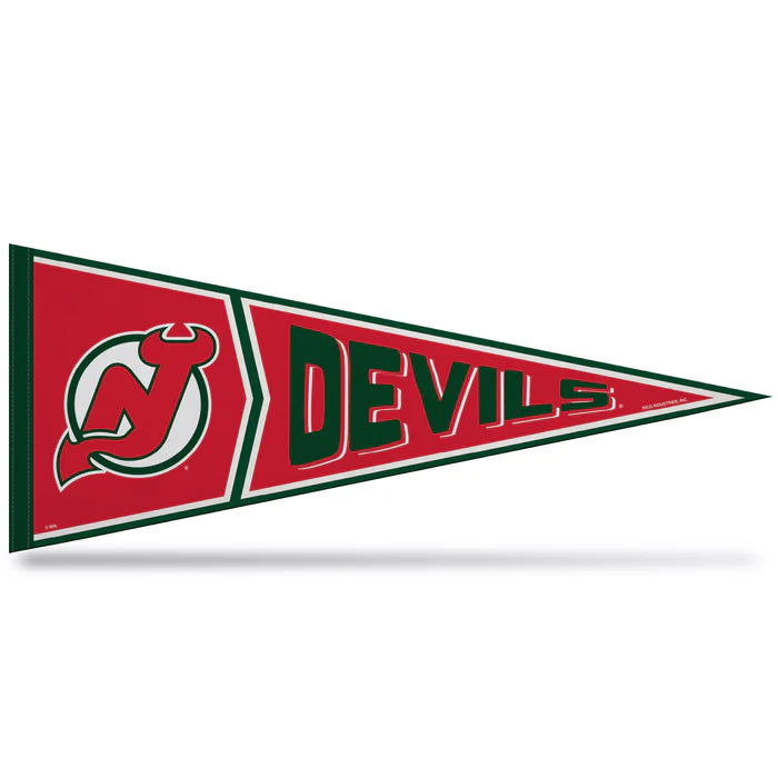 New Jersey Devils NHL retro felt pennant, 12x30 inches, with bold team graphics and colors, officially licensed