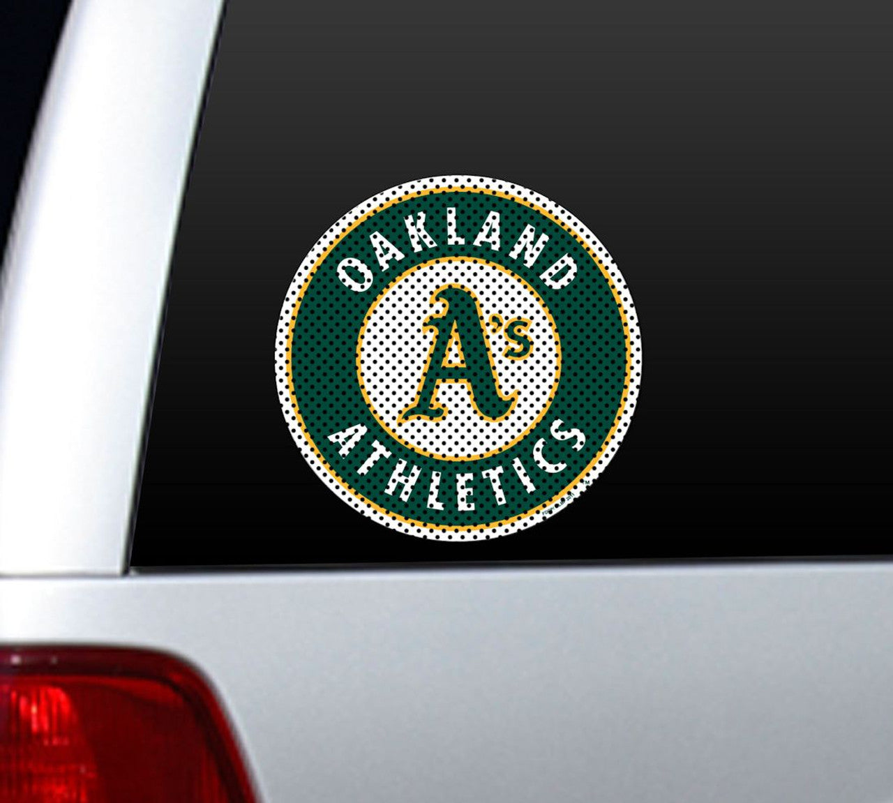 Oakland Athletics 12x10 MLB die cut window film with bold team graphics and perforated design for interior visibility