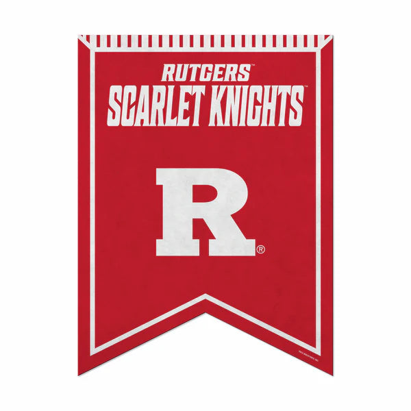 Rutgers Scarlet Knights 18"x24" NCAA felt pennant featuring bright team colors and durable felt material.