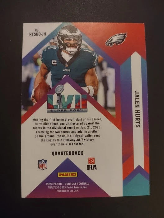 2023 Donruss Road to Super Bowl Divisional Round #4 Jalen Hurts - Eagles Football Card {NM-MT}