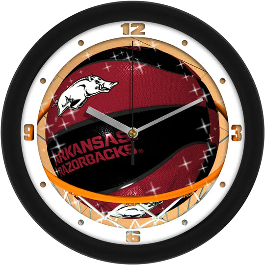 Arkansas Razorbacks Slam Dunk Basketball Design Wall Clock by Suntime