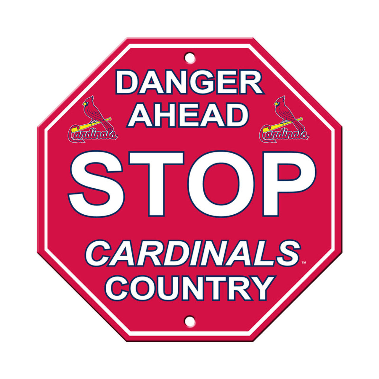Show your Cardinals pride with this 12" x 12" stop sign. Officially licensed MLB product with team colors and graphics. Made by Fremont Die.