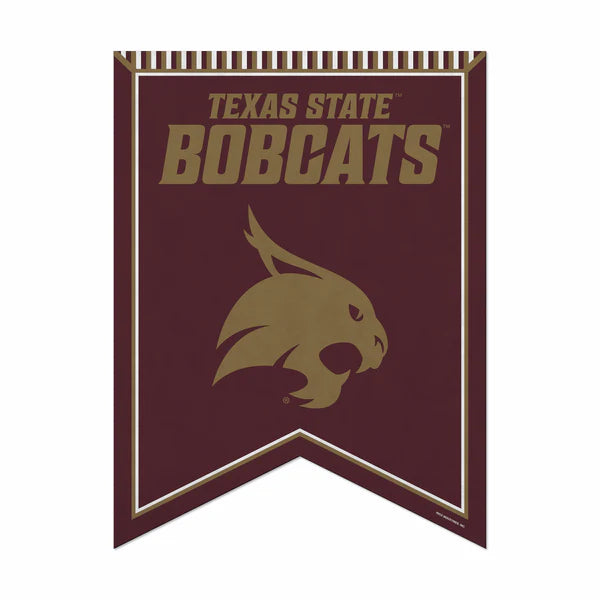 Texas State Bobcats 18"x24" NCAA rafter pennant with vivid team graphics on durable felt material.