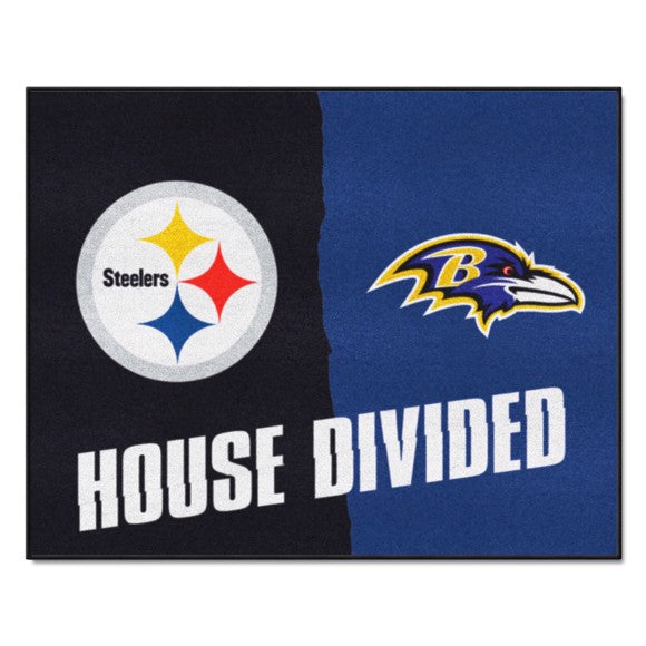 New England Patriots/Baltimore Ravens House Divided Mat - Sports