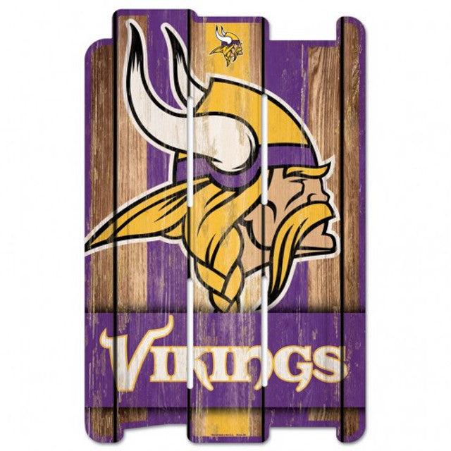 Minnesota Vikings 11x17 wood fence sign with retro graphics, officially licensed by Wincraft