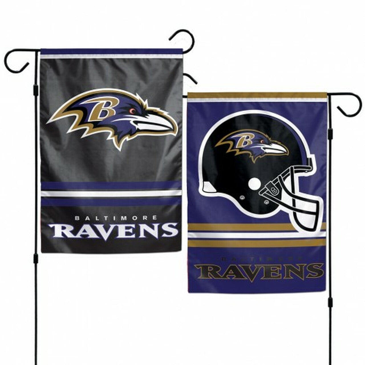 Baltimore Ravens 12x18 two-sided garden flag with bold NFL graphics on durable polyester by Wincraft