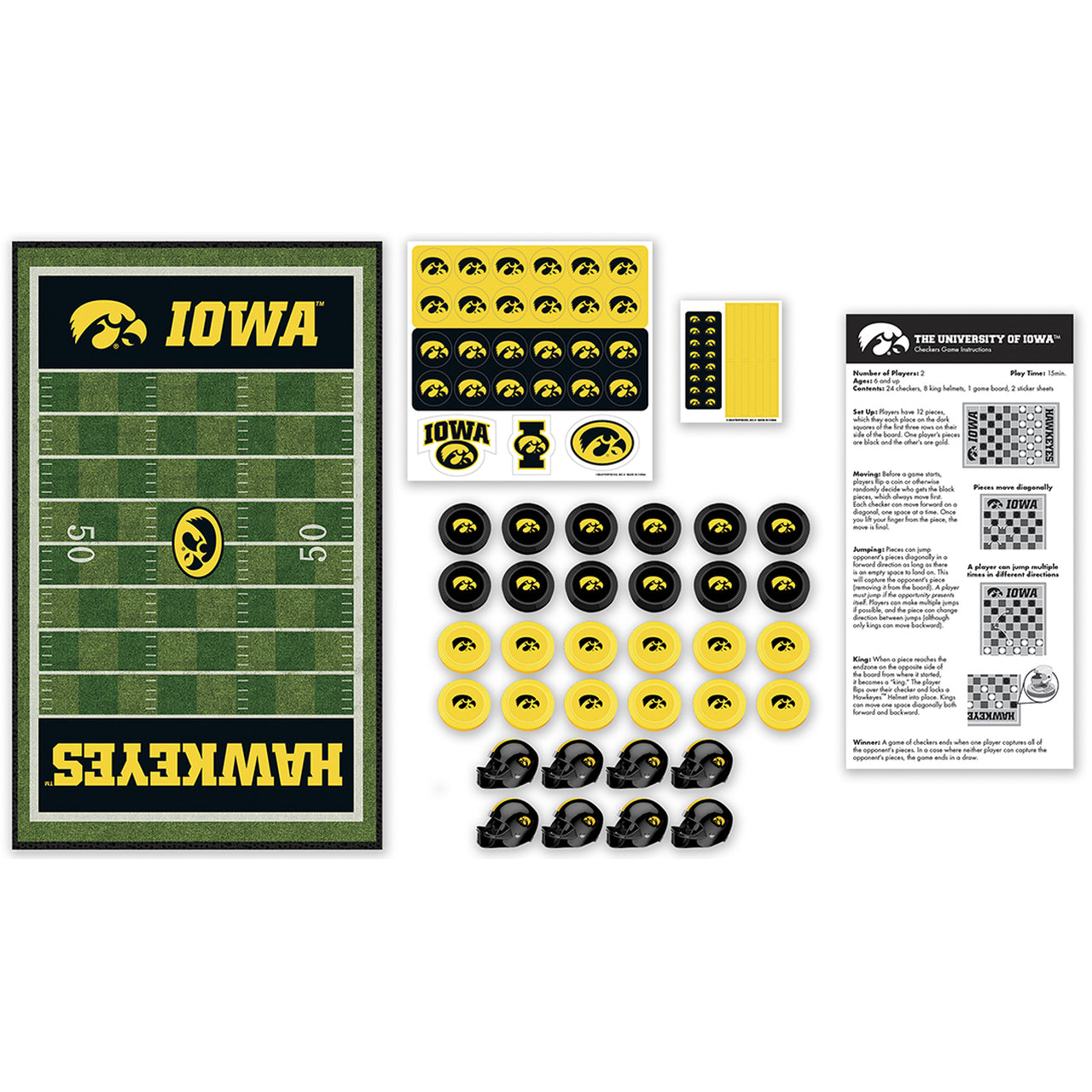 Iowa Hawkeyes Checkers Board Game by Masterpieces