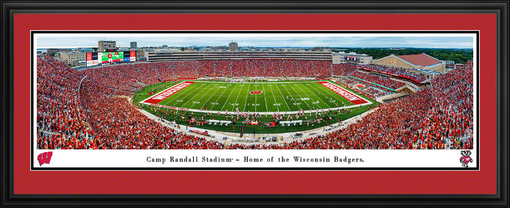 Wisconsin Badgers Camp Randall Stadium panoramic framed picture NCAA wall art by Blakeway - Double Matting