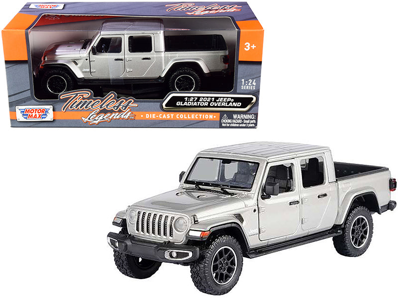 Motormax 2021 Jeep Gladiator Overland silver metallic diecast pickup 1/24-1/27 scale with opening doors