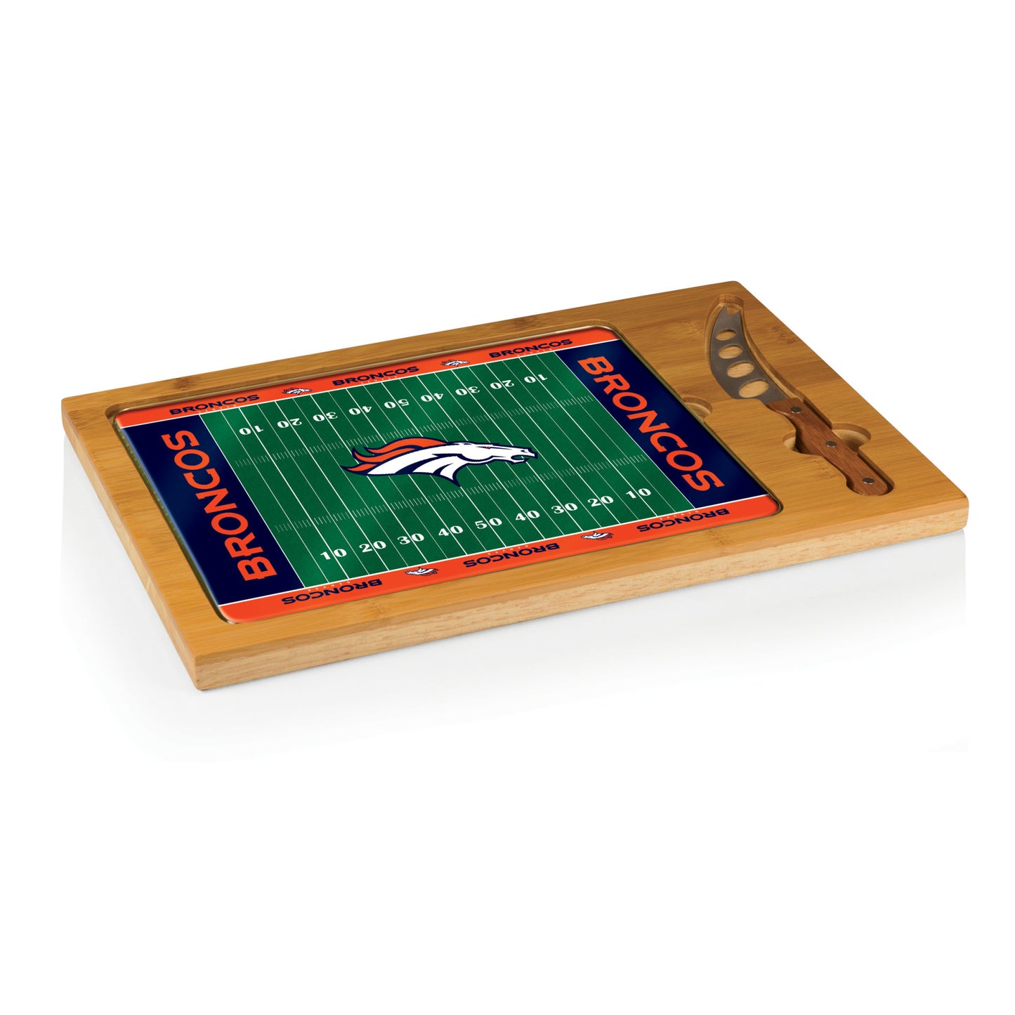 Denver Broncos - Icon Glass Top Cutting Board & Knife Set by Picnic Time