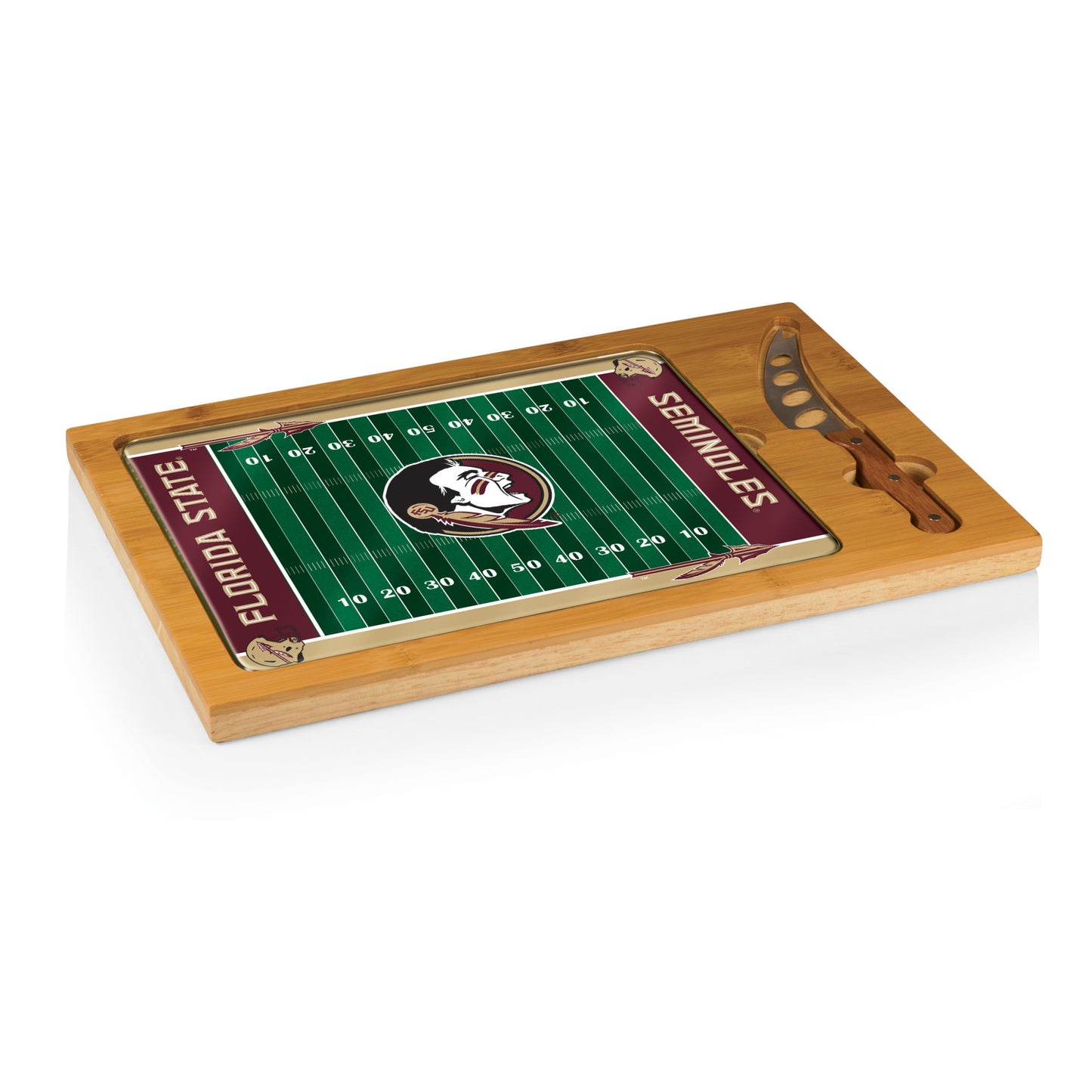 Florida State Seminoles - Icon Glass Top Cutting Board & Knife Set by Picnic Time