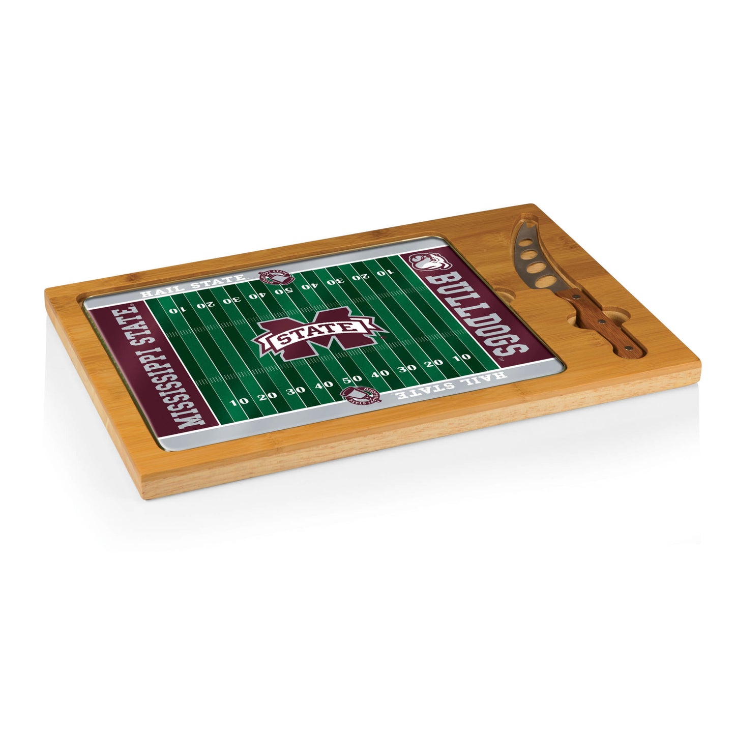 Mississippi State Bulldogs - Icon Glass Top Cutting Board & Knife Set by Picnic Time