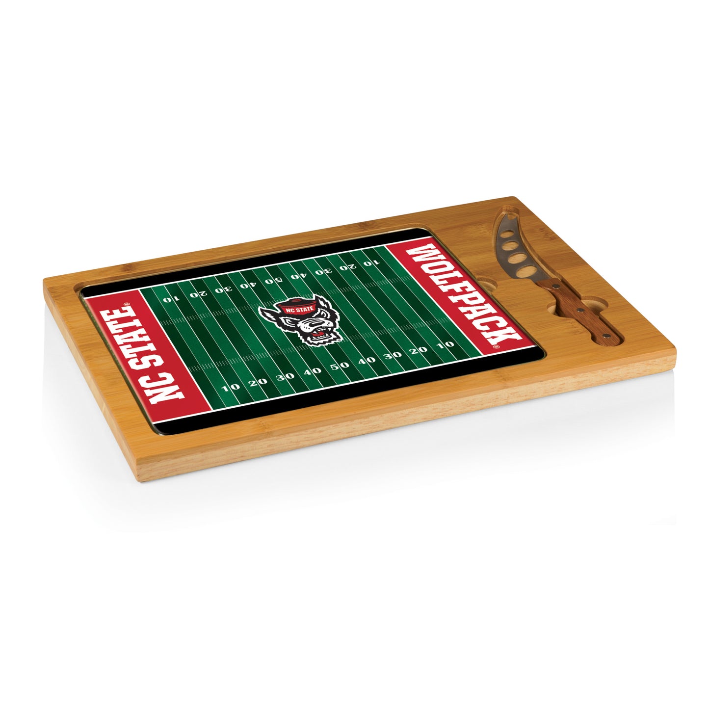 North Carolina State Wolfpack Football - Icon Glass Top Cutting Board & Knife Set by Picnic Time