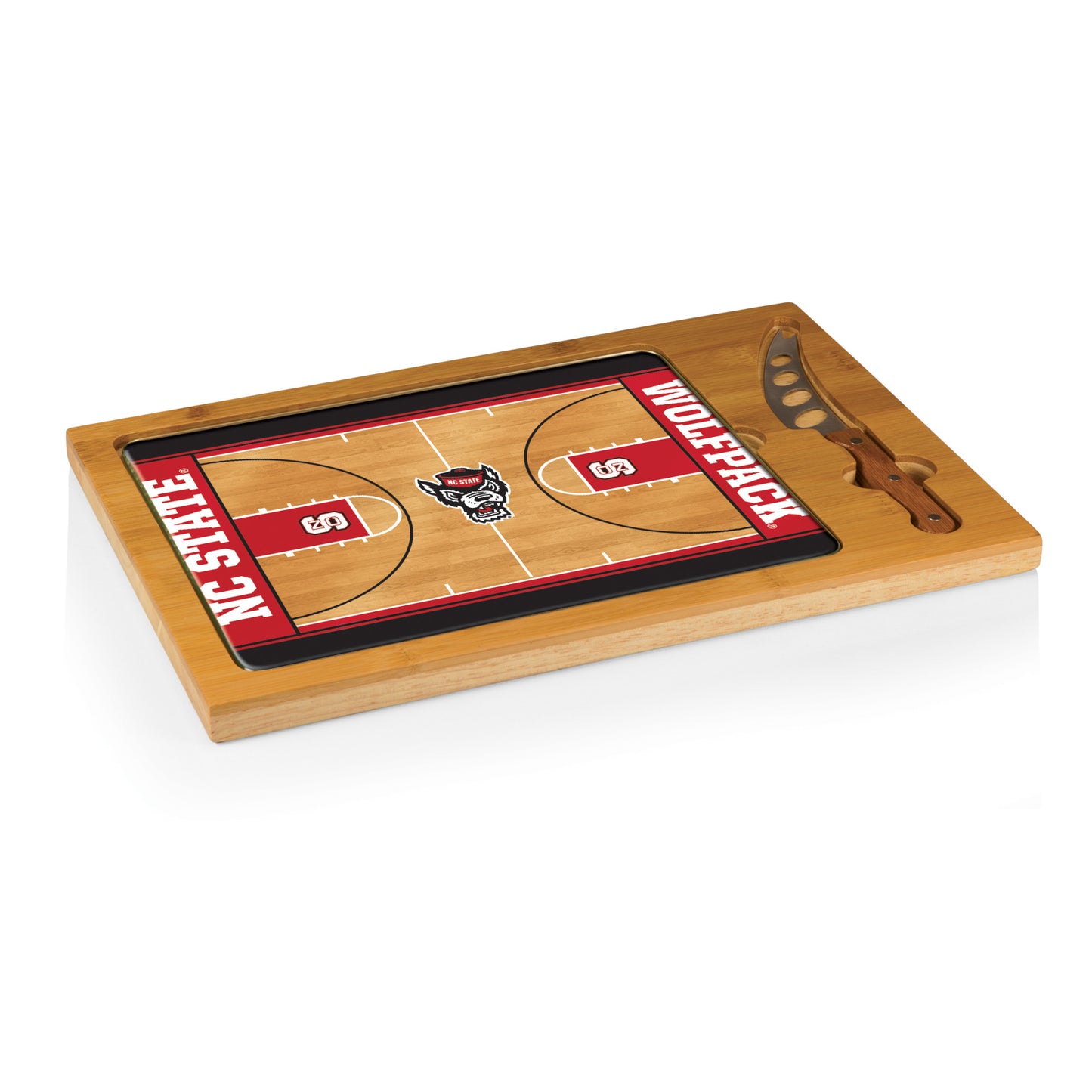 North Carolina State Wolfpack Basketball - Icon Glass Top Cutting Board & Knife Set by Picnic Time