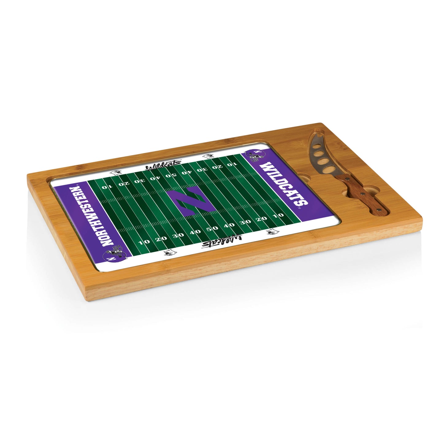 Northwestern Wildcats - Icon Glass Top Cutting Board & Knife Set by Picnic Time