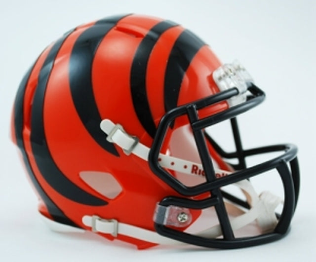 Cincinnati Bengals NFL Speed Mini Helmet by Riddell with metal faceguard, chin strap, foam padding, 5" collectible