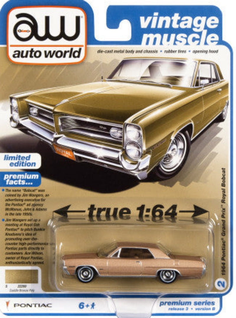 1964 Pontiac Grand Prix Royal Bobcat Saddle Bronze Metallic "Vintage Muscle" Limited Edition 1/64 Diecast Model Car by Auto World