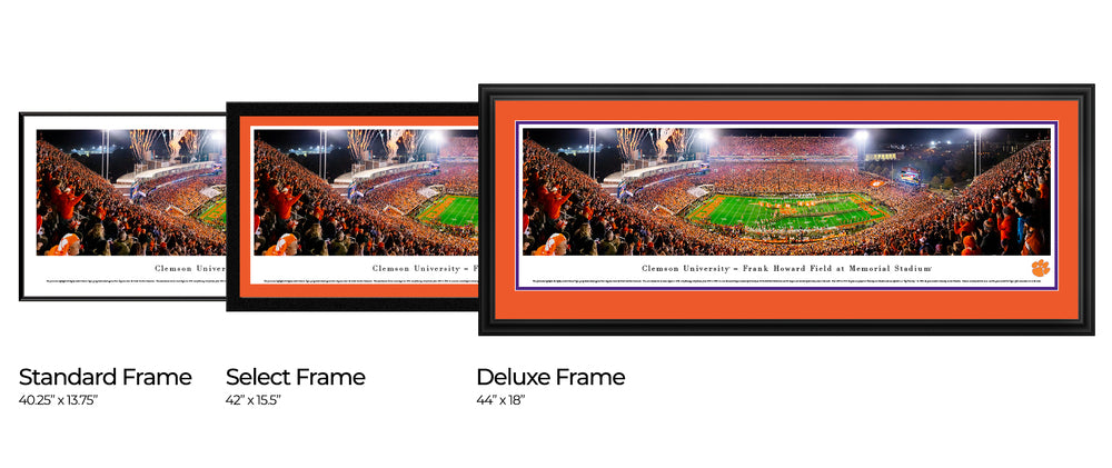 Clemson Tigers Panoramic Football Poster - Night Game - Memorial Stadium by Blakeway Panoramas