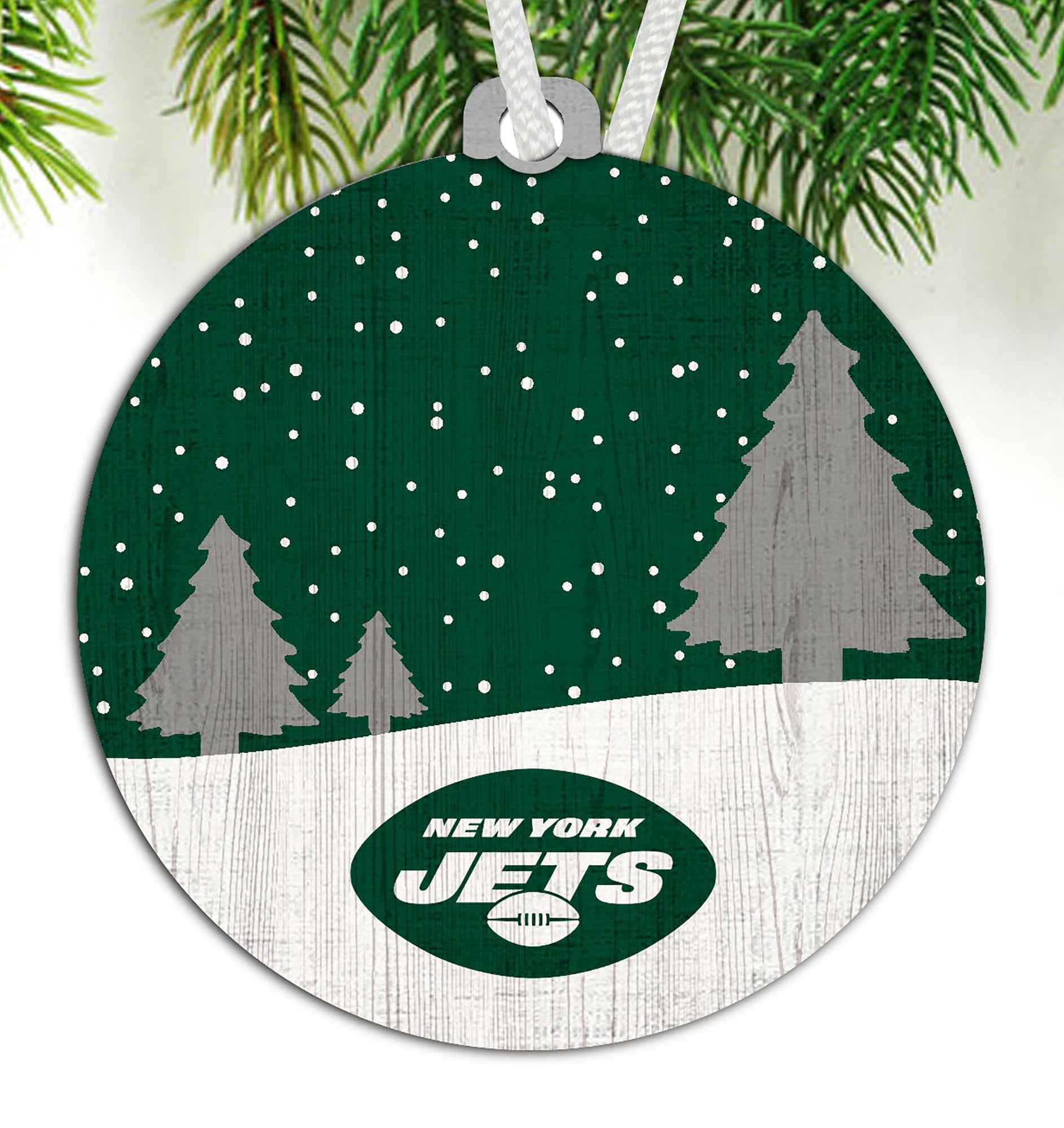 New York Jets Merry Christmas Circle Ornament