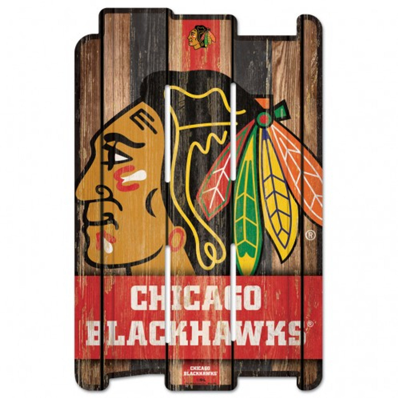 Chicago Blackhawks 11"x17" NHL wood sign with retro graphics. Made in the USA and officially licensed.