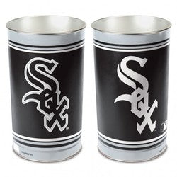 Chicago White Sox metal trash can with official team logo and graphics on both sides, 15" tall, made by Wincraft