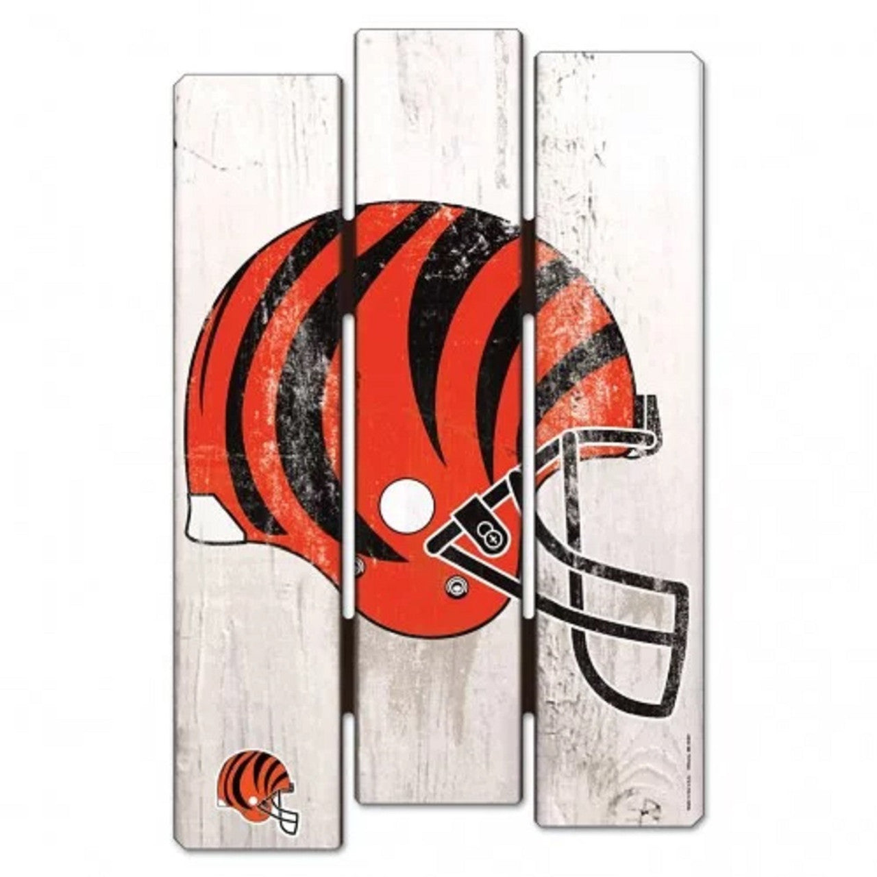 Cincinnati Bengals 11"x17" NFL wood fence sign with retro team graphics. Made in the USA by WinCraft.