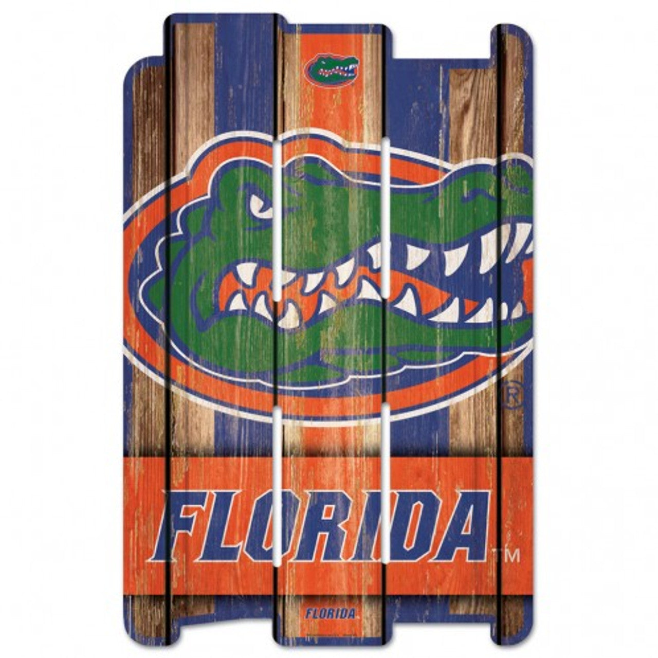 Florida Gators 11"x17" NCAA wood fence sign with distressed graphics. Made in the USA by WinCraft.